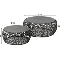 Hoyz Collection Hoyz - Salontafel Maze - Zwart/Grijs Metaal - Set van 2 - 75x75x30 Online