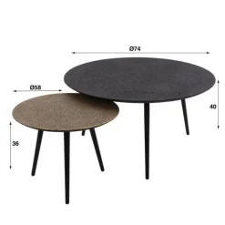 Hoyz Collection Hoyz - Salontafel Metallic - Rond - Grijs - Set van 2 Discount