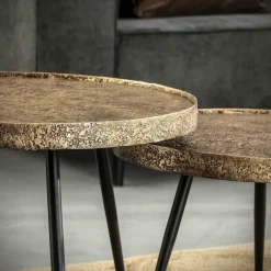 Hoyz Collection Hoyz - Salontafel Rond Metallic - Goudkleurig - Set van 2 Outlet