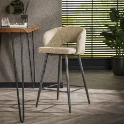 Hoyz Collection - Barstoel Boucle Salon - 2 Stuks - Boucle Zandkleur Outlet