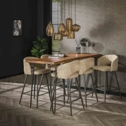 Hoyz Collection - Barstoel Boucle Salon - 2 Stuks - Boucle Zandkleur Outlet