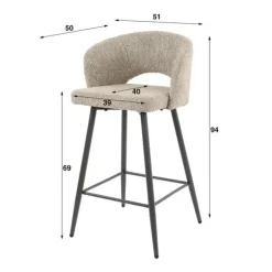 Hoyz Collection - Barstoel Boucle Salon - 2 Stuks - Boucle Zandkleur Outlet