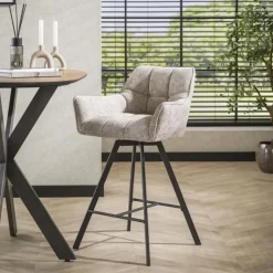 Hoyz Collection - Barstoel Raster Draaibaar - 2 Stuks - Rich Zandkleur Hot