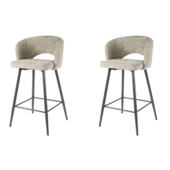 Hoyz Collection - Barstoel Boucle Salon - Tissee Cargo Zandkleur - Set van 2 Online