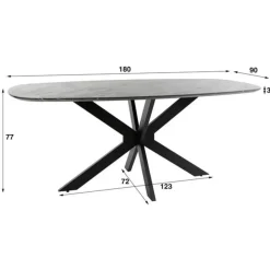 Hoyz Collection - Eetkamertafel 180 Deens Ovaal - 3D Melamine Slate Stone Hot