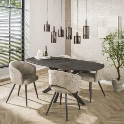Hoyz Collection - Eettafel Metallic Deens Ovaal 180 Cm - Zwartbruin Sale