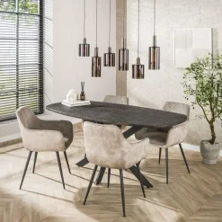 Hoyz Collection - Eettafel Metallic Deens Ovaal 180 Cm - Zwartbruin Sale