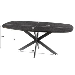 Hoyz Collection - Eettafel Metallic Deens Ovaal 180 Cm - Zwartbruin Sale