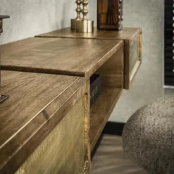 Hoyz Collection - Kaptafel Brass - Massief Mango Zwart - 123cm breed