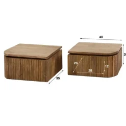 Hoyz Collection - Nachtkastje Wave L+R Afgerond - Massief Mango - Set van 2 Best
