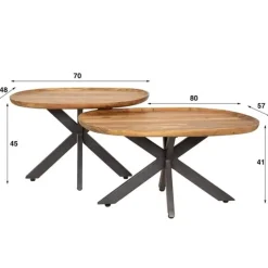 Hoyz Collection - Salontafel Spider - Massief Acacia Naturel - Set van 2
