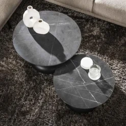 Hoyz Collection - Salontafel Drop Shape - 3D Zwart Bruin - Set van 2 Sale