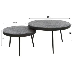 Hoyz Collection - Salontafel Drop Shape - 3D Zwart Bruin - Set van 2 Sale