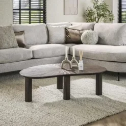 Hoyz Collection - Salontafel 110cm Niervormig Maya Teak - Teak Rust Brown Hot