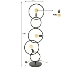 Hoyz Collection - Vloerlamp Loop 3-lichts - Artic Zwart Best