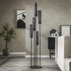 Hoyz Collection - Vloerlamp 5L Getrapt Tube Mesh - Artic Zwart Online