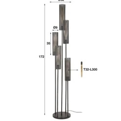 Hoyz Collection - Vloerlamp 5L Getrapt Tube Mesh - Artic Zwart Online