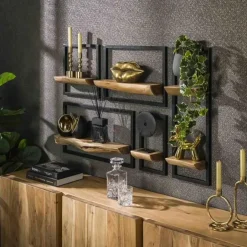 Hoyz Collection - Wandschap Set Edge - Massief Acacia Naturel - Set van 5 Discount