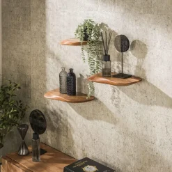 Hoyz Collection - Wandschap Organic - Massief Acacia Naturel - Set van 3 Best