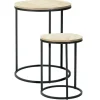 Home & Styling H&S Bijzettafeltjes set 2x - zwart/naturel - D40 x H50/D30 x H40 cm Discount