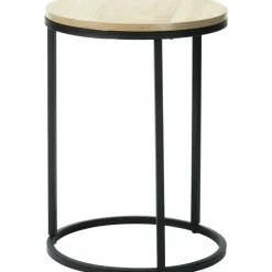 Home & Styling H&S Bijzettafeltjes set 2x - zwart/naturel - D40 x H50/D30 x H40 cm Discount