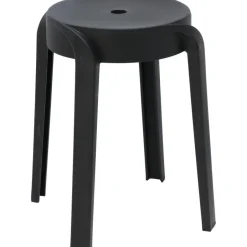 H&S Collection Bijzet krukje - zwart - kunststof - H45 cm Sale