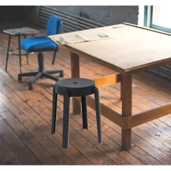 H&S Collection Bijzet krukje - zwart - kunststof - H45 cm Sale