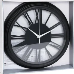 H&S Collection Wandklok Memphis - D37 cm - kunststof - zwart Online