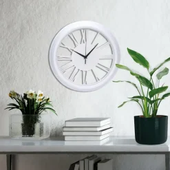 H&S Collection Wandklok Memphis - D37 cm - kunststof - ivoor wit Clearance