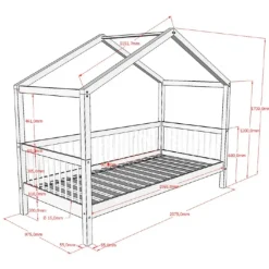 Vipack Huisbed Forrest 90x200cm met bedhekje en bedlade - wit beukenhout Sale