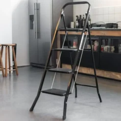 Giga Meubel Huishoudtrap 4 Treden - Zwart - Anti-Slip - Keukentrap