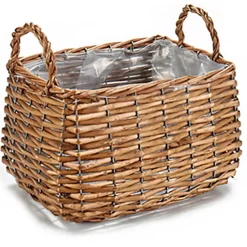 IBERGARDEN Plantenbak-mand - gevlochten riet - 20 x 15 x 11 cm Discount