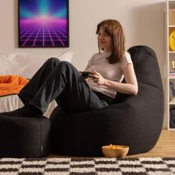 icon - Dalton XL Zitzak Fauteuil met Poef - Gaming - Zwart Hot