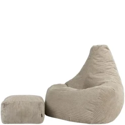 icon - Dalton XL Zitzak Fauteuil met Poef - Gaming - Ribfluweel - Beige Hot
