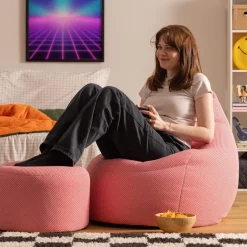 icon - Dalton Zitzak Fauteuil met Poef - Gaming - Roze Discount