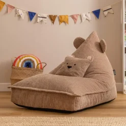 icon - Kinderzitzak Stoel Teddybeer - Ribfluweel - Bruin Online