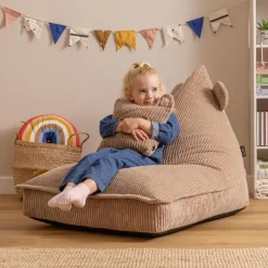 icon - Kinderzitzak Stoel Teddybeer - Ribfluweel - Bruin Online