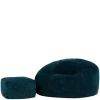icon - Kingston XL Zitzak Fauteuil met Poef - Ribfluweel - Blauwgroen Sale