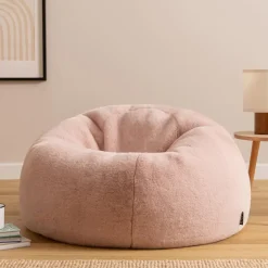 icon - Kingston Zitzak Fauteuil - Fluffy Pluche Imitatiebont - Oud roze