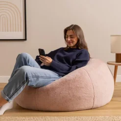 icon - Kingston Zitzak Fauteuil - Fluffy Pluche Imitatiebont - Oud roze