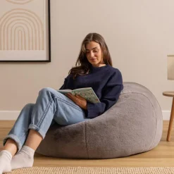 icon - Kingston Zitzak Fauteuil - Fluffy Pluche Imitatiebont - Grijs Hot