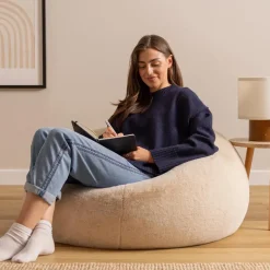 icon - Kingston Zitzak Fauteuil - Fluffy Pluche Imitatiebont - Crème Sale