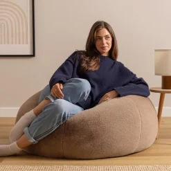 icon - Kingston Zitzak Fauteuil - Fluffy Pluche Imitatiebont - Mocha Clearance