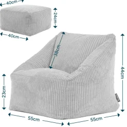 icon - Natalia Kinderzitzak Stoel met Poef - Ribfluweel - Blauwgroen Sale