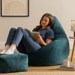 icon Zitzak en Poef Dalton - Corduroy Zitzak - Blauwgroen Sale