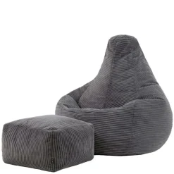 icon Zitzak en Poef Dalton - Corduroy Zitzak - Houtskool Sale