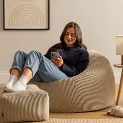 icon Zitzak en Poef Kingston - Corduroy Zitzak - Beige Outlet