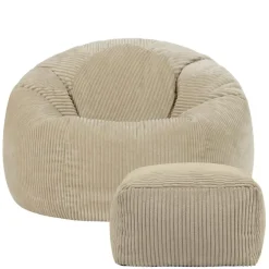 icon Zitzak en Poef Kingston - Corduroy Zitzak - Beige Outlet