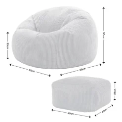 icon Zitzak en Poef Kingston - Corduroy Zitzak - Beige Outlet