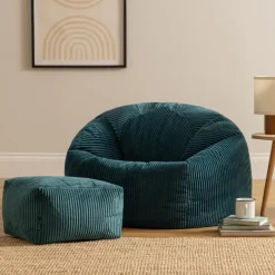 icon Zitzak en Poef Kingston - Corduroy Zitzak - Blauwgroen Hot